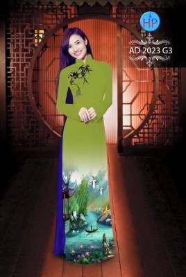 Vải áo dài phong cảnh-DT 1722