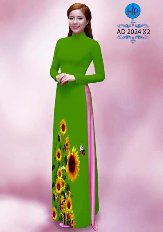 Vải áo dài hoa Hướng Dương
