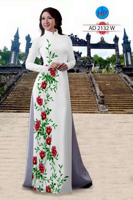Vải áo dài hoa chạy dọc