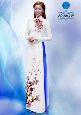 Vải áo dài hoa trên dưới-DT 1815