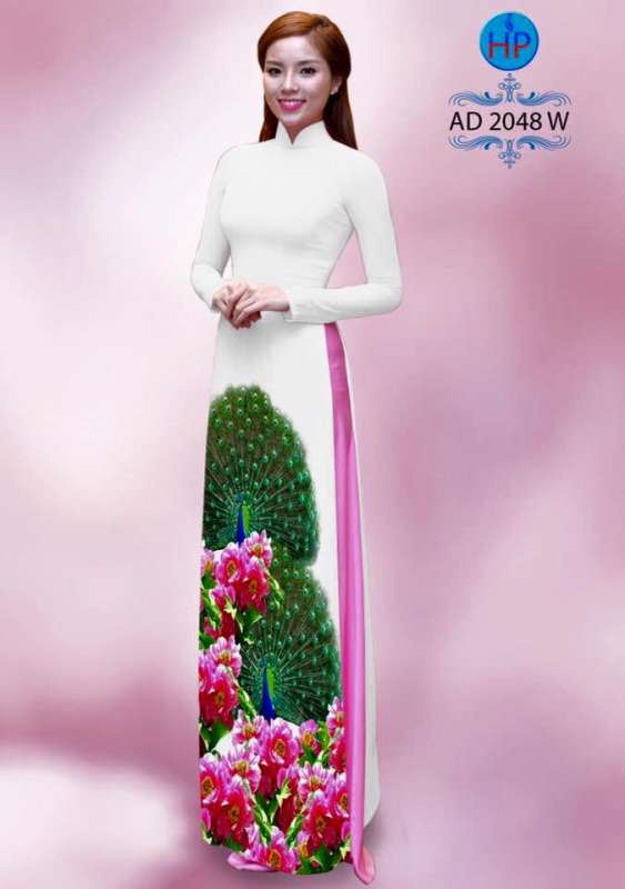 Vải áo dài đuôi chim Công