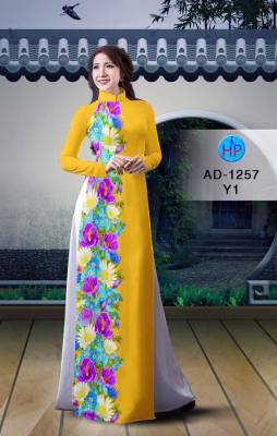 Vải áo dài hoa chạy dọc-DT 1842