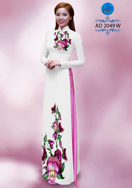 Vải áo dài hoa trên dưới