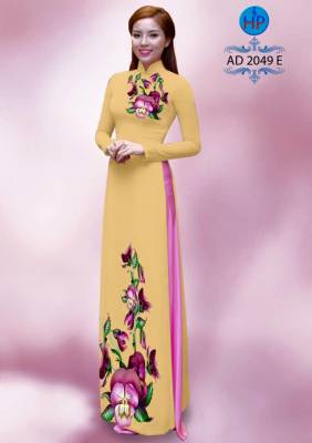 Vải áo dài hoa trên dưới-DT 1844
