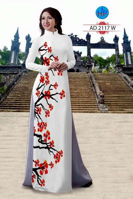 Vải áo dài hoa chạy dọc