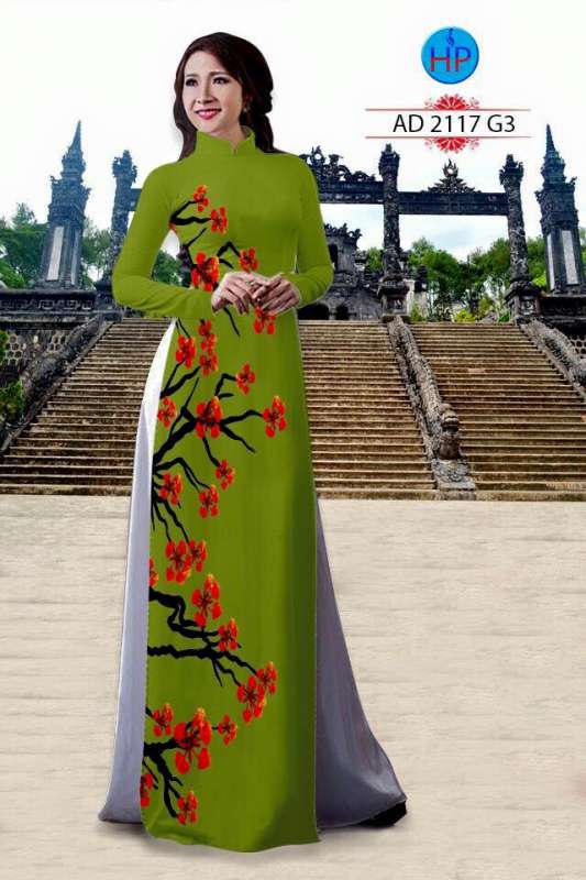 Vải áo dài hoa chạy dọc