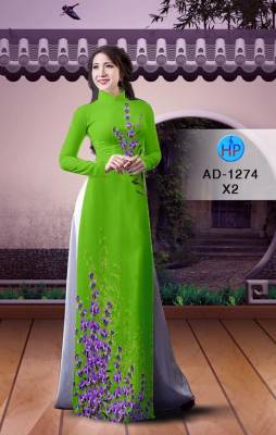 Vải áo dài hoa trên dưới-DT 1856