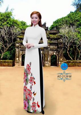 Vải áo dài cành hoa dưới-DT 1861