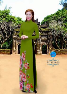 Vải áo dài cành hoa dưới-DT 1861