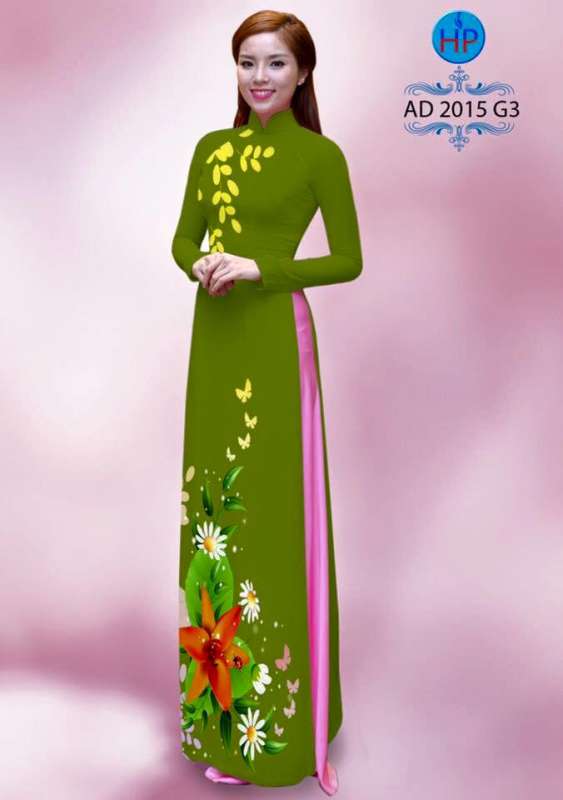 Vải áo dài hoa trên dưới
