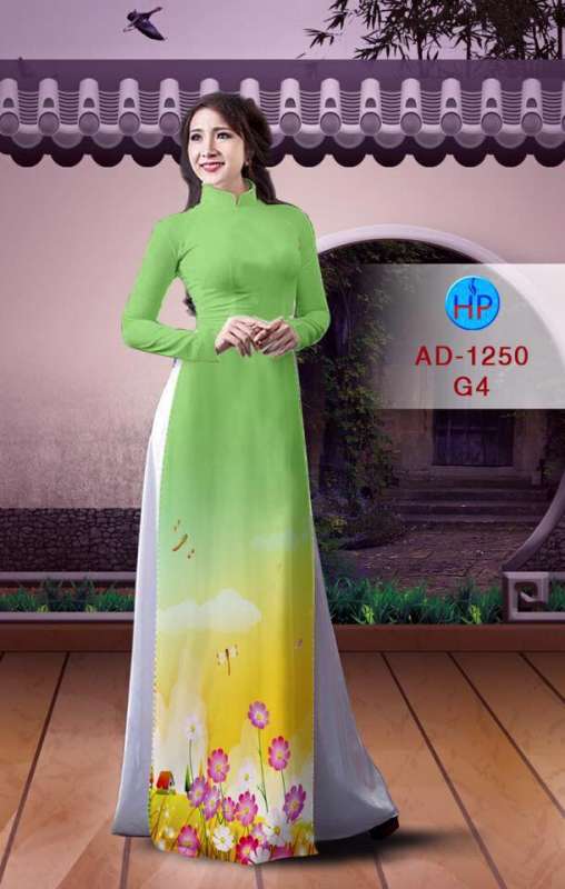 Vải áo dài hoa tà dưới