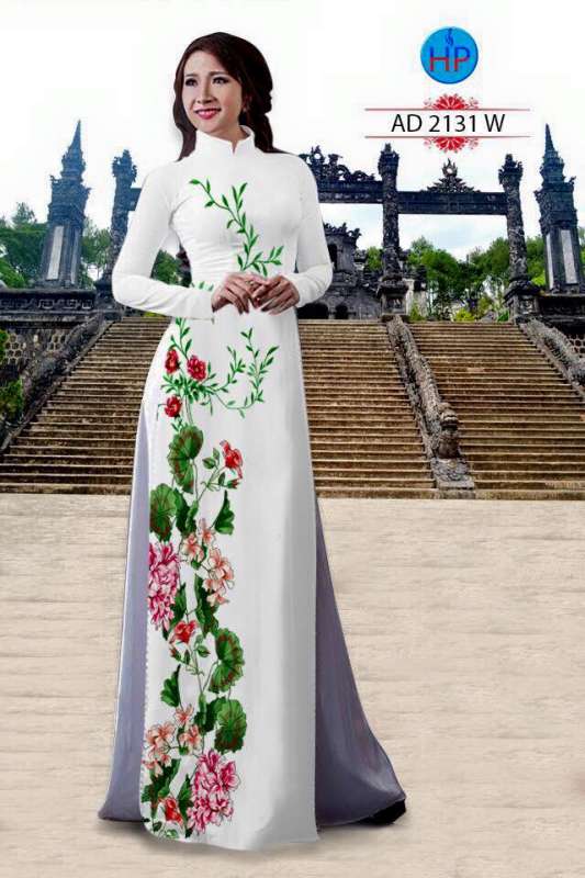 Vải áo dài hoa chạy dọc