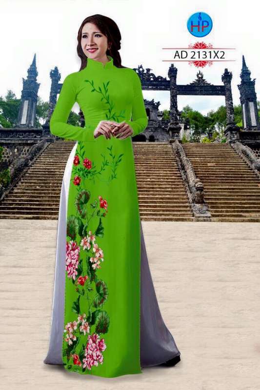 Vải áo dài hoa chạy dọc