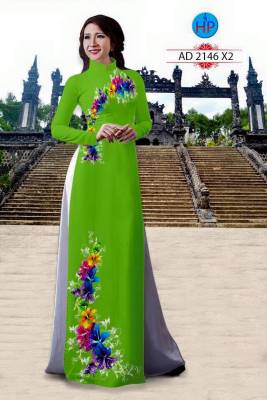 Vải áo dài hoa trên dưới 3D-DT 1931