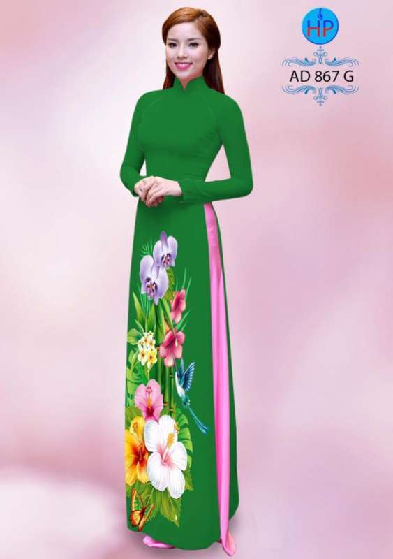 Vải áo dài hoa 3D