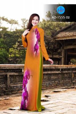 Vải áo dài hoa Lan tím-DT 1972