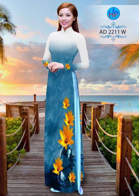 Vải áo dài hoa 3D