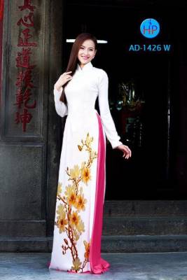 Vải áo dài cành hoa Sứ-DT 1976