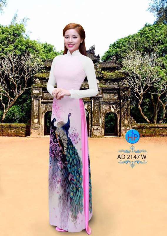 Vải áo dài chim Công