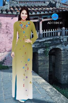 Vải áo dài hoa nhỏ chạy dọc-DT 2039