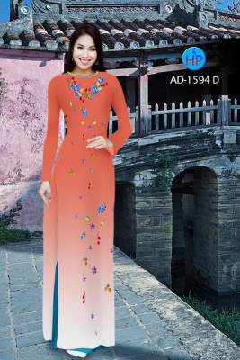 Vải áo dài hoa nhỏ chạy dọc-DT 2039