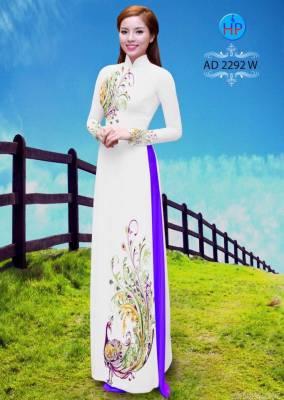 Vải áo dài chim Công-DT 2041