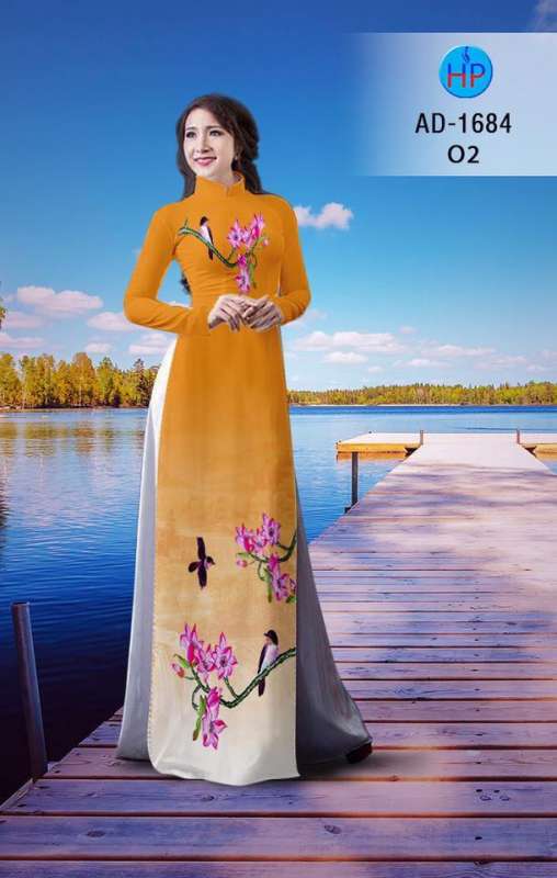 Vải áo dài hoa và chim