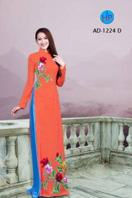 Vải áo dài hoa trên dưới-DT 2054