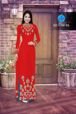 Vải áo dài hoa trên dưới-DT 2114
