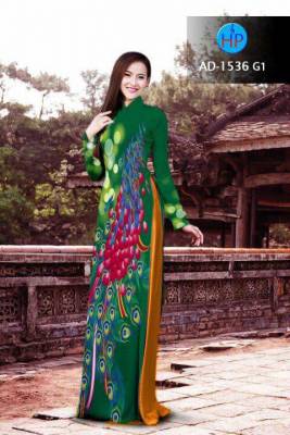 Vải áo dài họa tiết đuôi Công-DT 2117