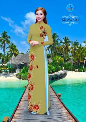 Vải áo dài hoa Hồng-DT 2140
