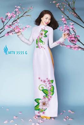 Vải áo dài hoa trên dưới-DT 2162