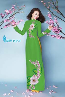 Vải áo dài hoa trên dưới-DT 2162