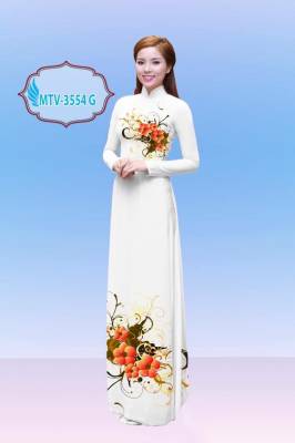Vải áo dài hoa trên dưới-DT 2163