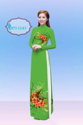 Vải áo dài hoa trên dưới-DT 2163