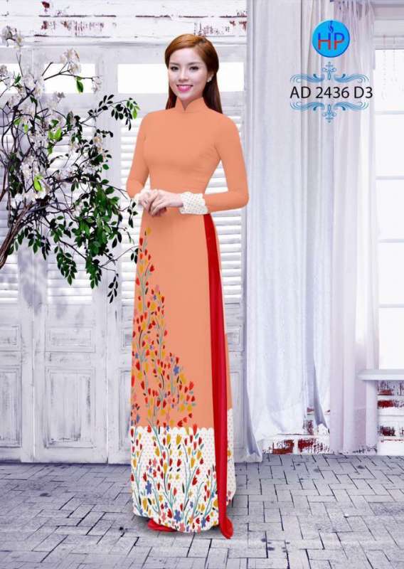 Vải áo dài hoa tà dưới