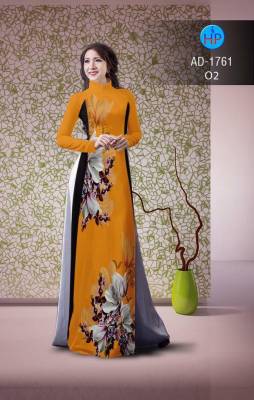 Vải áo dài hoa trên dưới-DT 2174