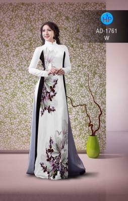 Vải áo dài hoa trên dưới-DT 2174