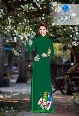 Vải áo dài hoa trên dưới-DT 2178