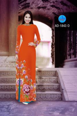Vải áo dài hoa tà dưới-DT 2187