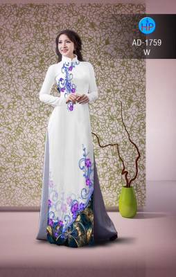 Vải áo dài hoa trên dưới-DT 2195