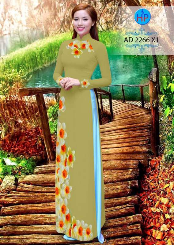 Vải áo dài hoa dọc toàn thân