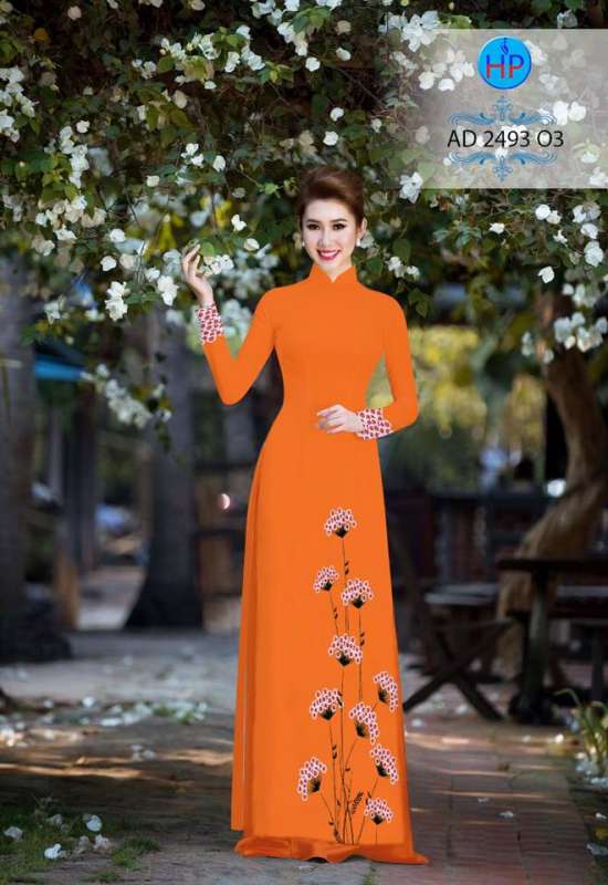 Vải áo dài hoa tà dưới