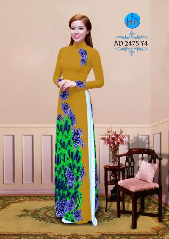 Vải áo dài lông chim Công