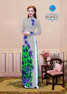 Vải áo dài lông chim Công-DT 2206