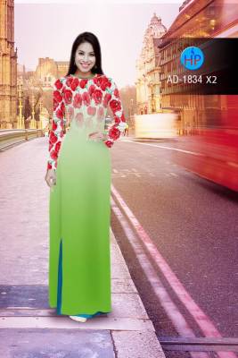 Vải áo dài hoa Hồng-DT 2213