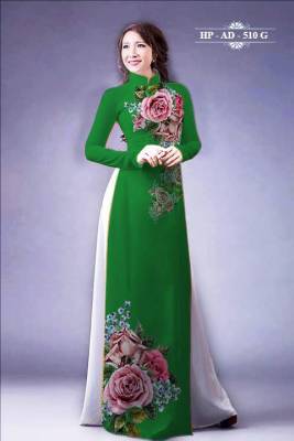 Vải áo dài hoa Hồng-DT 2268