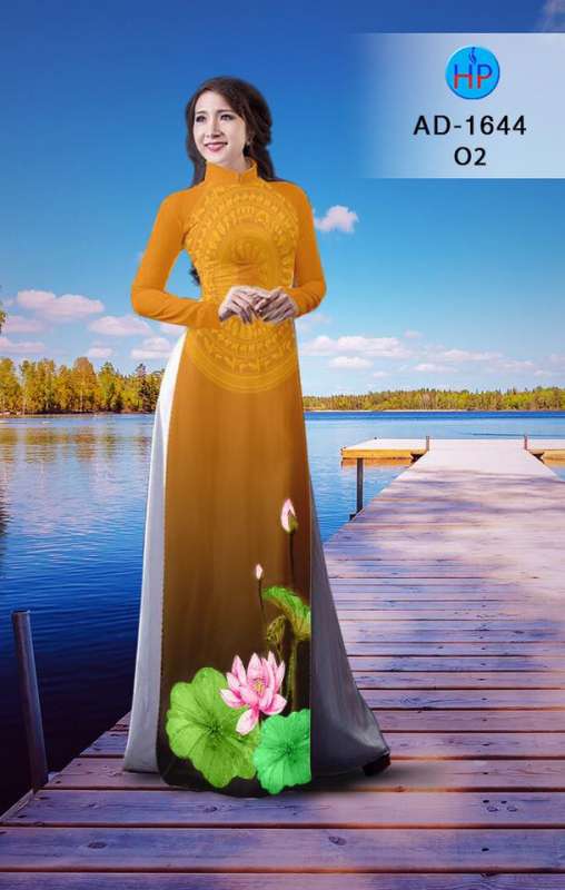 Vải áo dài trống đồng hoa sen