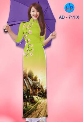 Vải áo dài phong cảnh-DT 2277