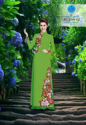 Vải áo dài hoa trên dưới-DT 2287